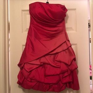 Pink Short Layered Elegant Strapless Dress